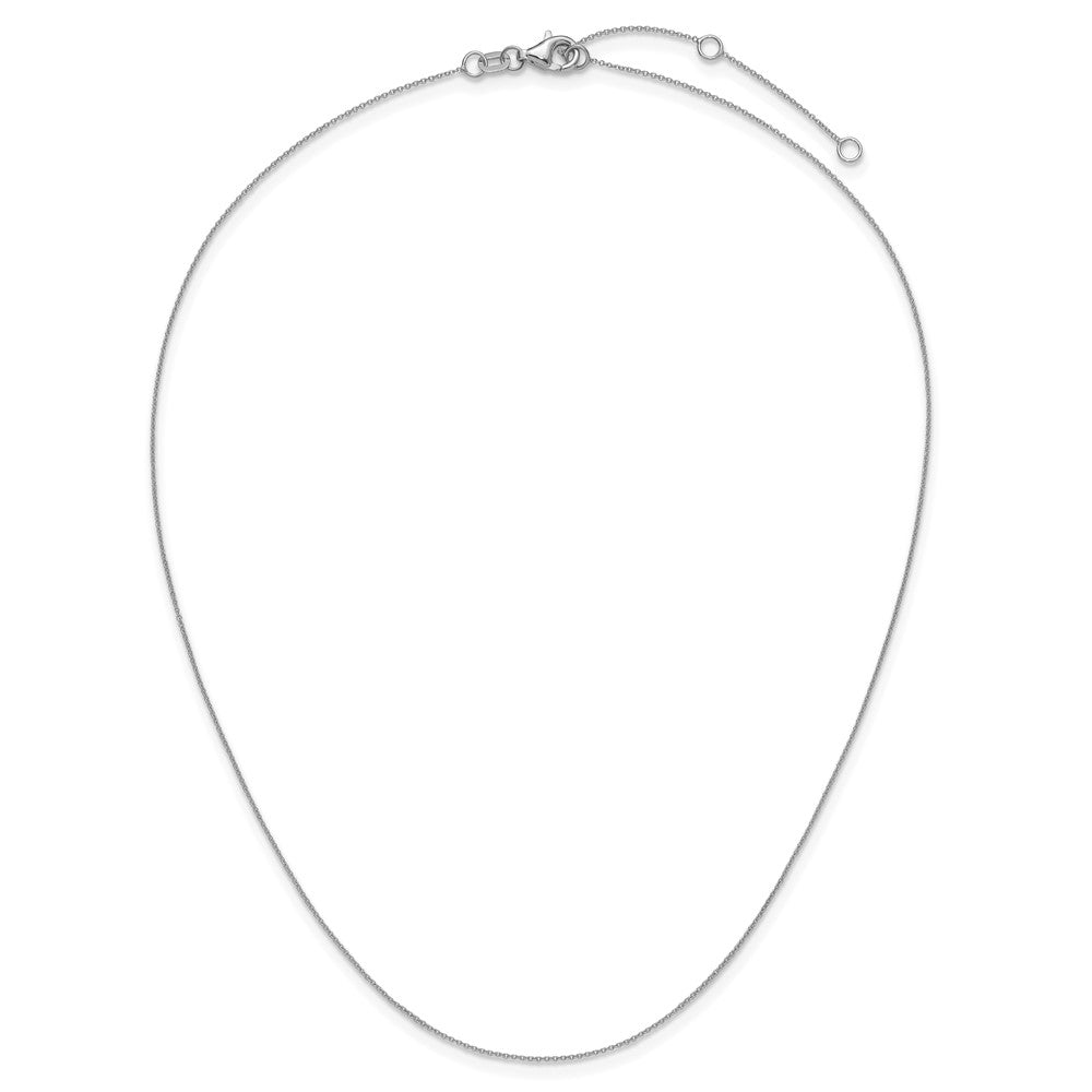 2 Inch 14K White Gold .8mm Round Cable 1In+1In Adjustable Chain Necklace