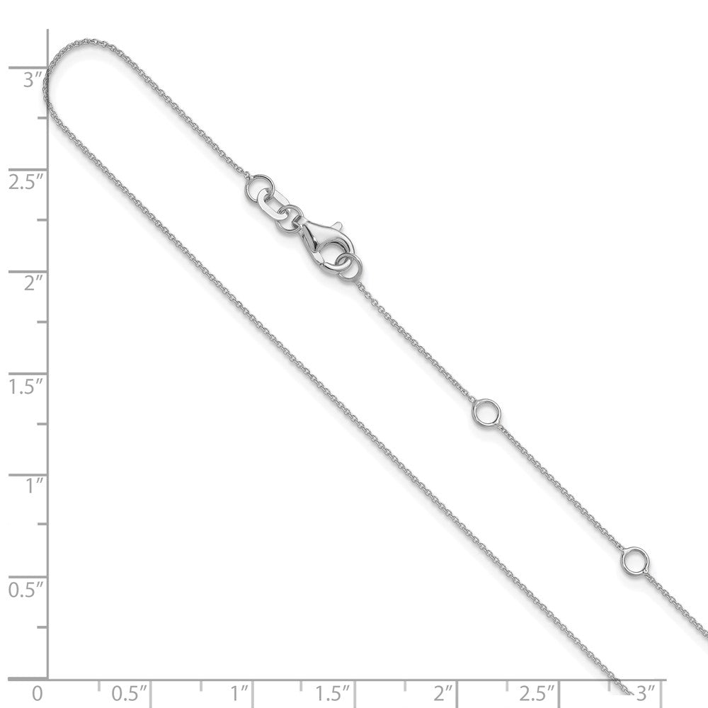 2 Inch 14K White Gold .8mm Round Cable 1In+1In Adjustable Chain Necklace