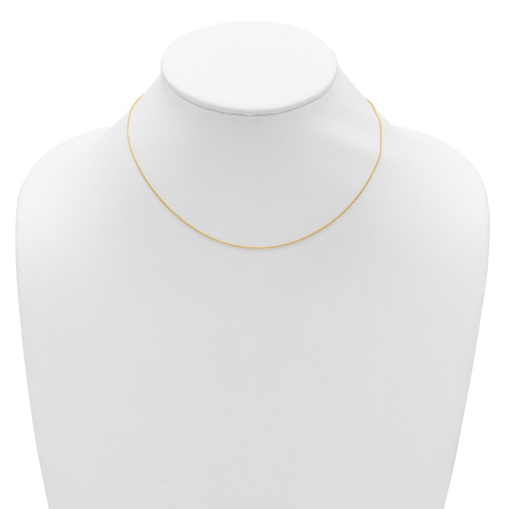 2 Inch 14K Yellow Gold .9mm Round Cable 1In+1In Adjustable Chain Necklace