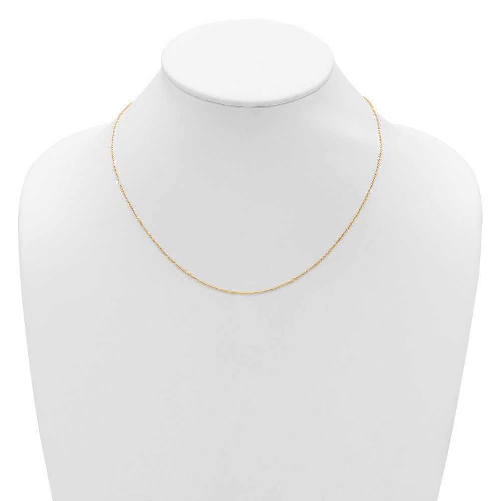 18 Inch 14K Yellow Gold .9mm Round Cable 1In+1In Adjustable Chain Necklace