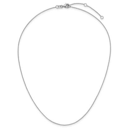 2 Inch 14K White Gold .9mm Round Cable 1In+1In Adjustable Chain Necklace