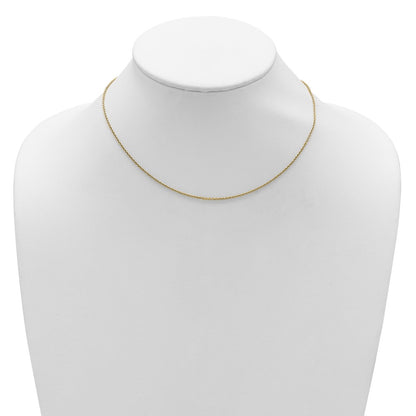 18 Inch 14K Yellow Gold 1.6mm Round Cable 1In+1In Adjustable Chain Necklace