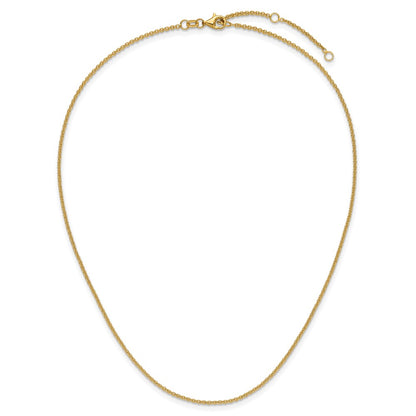 2 Inch 14K Yellow Gold 1.6mm Round Cable 1In+1In Adjustable Chain Necklace
