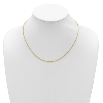 18 Inch 14K Yellow Gold 1.6mm Round Cable 1In+1In Adjustable Chain Necklace