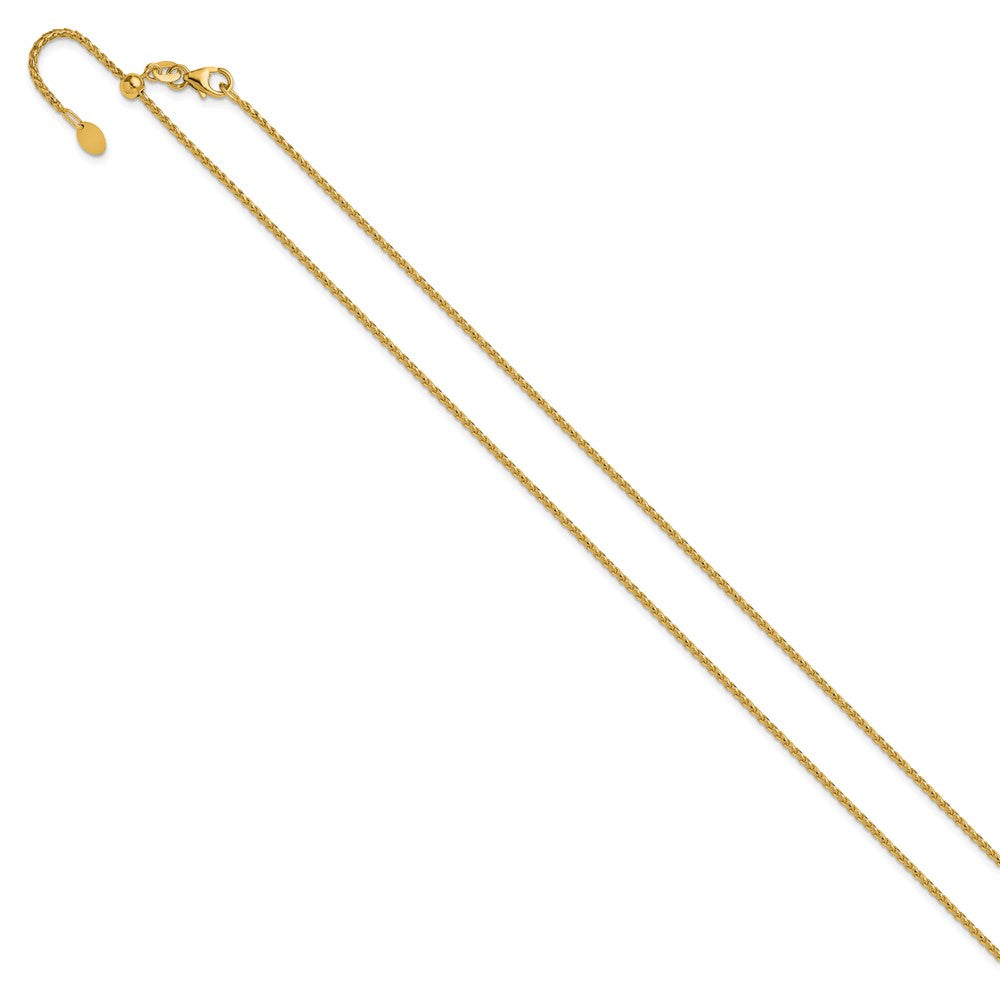 22 Inch 14K Yellow Gold Adjustable 1.4mm D/C Open Franco Chain Necklace