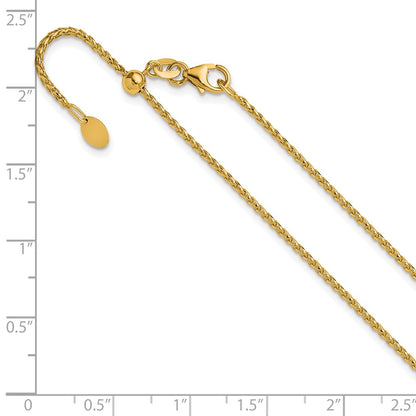 22 Inch 14K Yellow Gold Adjustable 1.4mm D/C Open Franco Chain Necklace