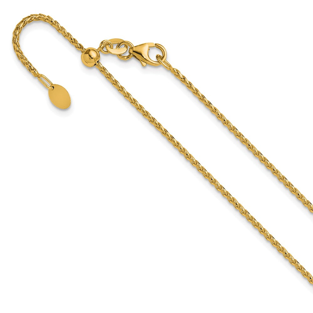 22 Inch 14K Yellow Gold Adjustable 1.4mm D/C Open Franco Chain Necklace