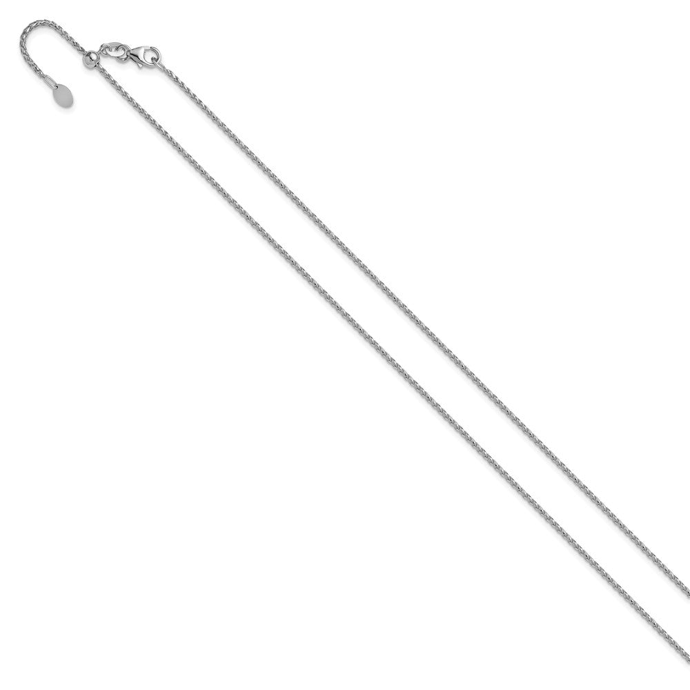 22 Inch 14K White Gold Adjustable 1.4mm D/C Open Franco Chain Necklace