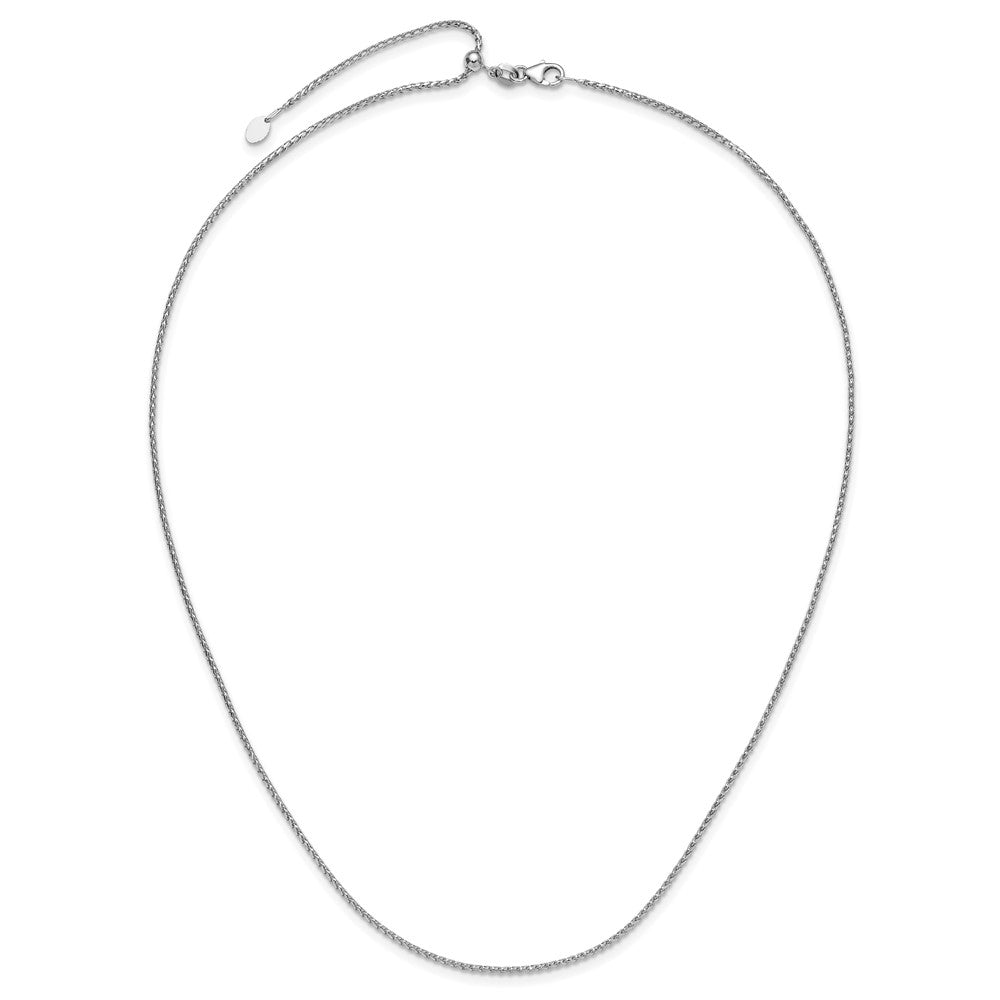 22 Inch 14K White Gold Adjustable 1.4mm D/C Open Franco Chain Necklace