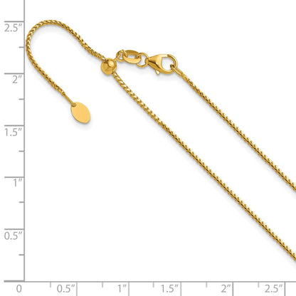 22 Inch 14K Yellow Gold Adjustable 1.1mm Franco Chain Necklace