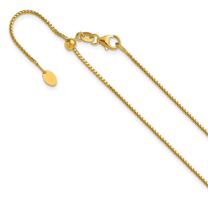 22 Inch 14K Yellow Gold Adjustable 1.1mm Franco Chain Necklace