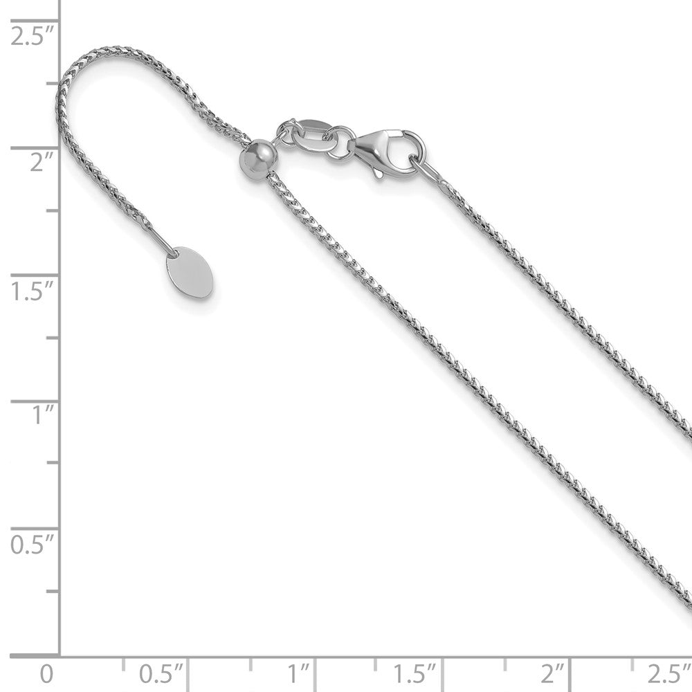 26 Inch 14K White Gold Adjustable 1.1mm Franco Chain Necklace