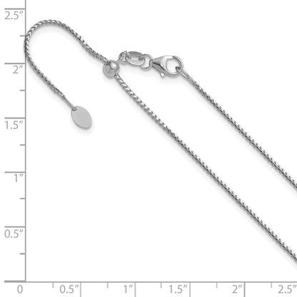 26 Inch 14K White Gold Adjustable 1.1mm Franco Chain Necklace