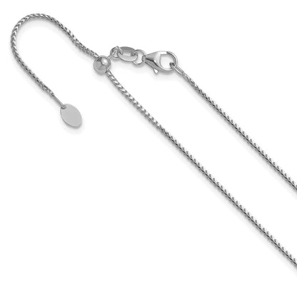22 Inch 14K White Gold Adjustable 1.1mm Franco Chain Necklace