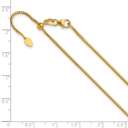 22 Inch 14K Yellow Gold Adjustable 1.25mm Franco Chain Necklace