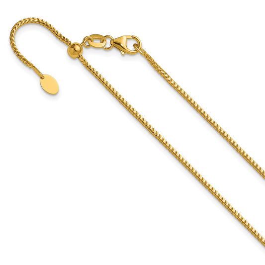 22 Inch 14K Yellow Gold Adjustable 1.25mm Franco Chain Necklace