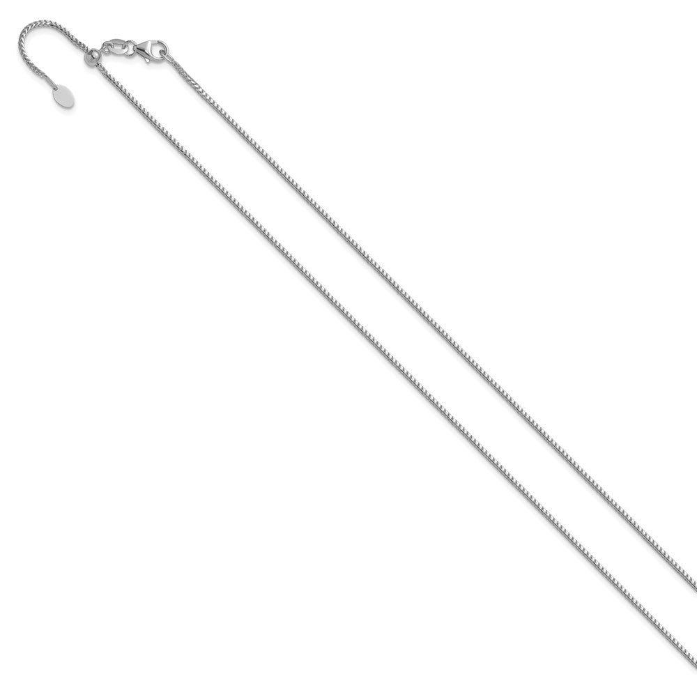 22 Inch 14K White Gold Adjustable 1.25mm Franco Chain Necklace