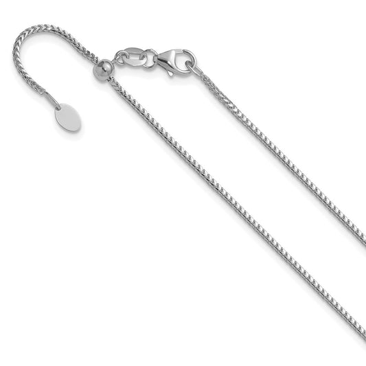 22 Inch 14K White Gold Adjustable 1.25mm Franco Chain Necklace