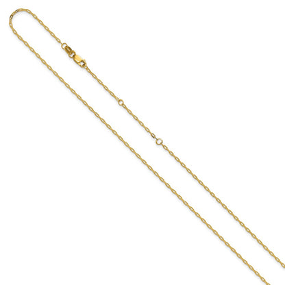 18 Inch 14K Yellow Gold 1.3mm Flat Cable 1In+1In Adjustable Chain Necklace