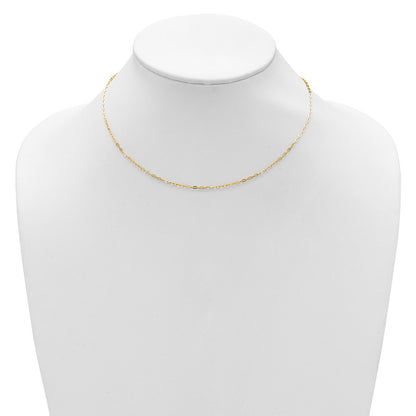 18 Inch 14K Yellow Gold 1.3mm Flat Cable 1In+1In Adjustable Chain Necklace