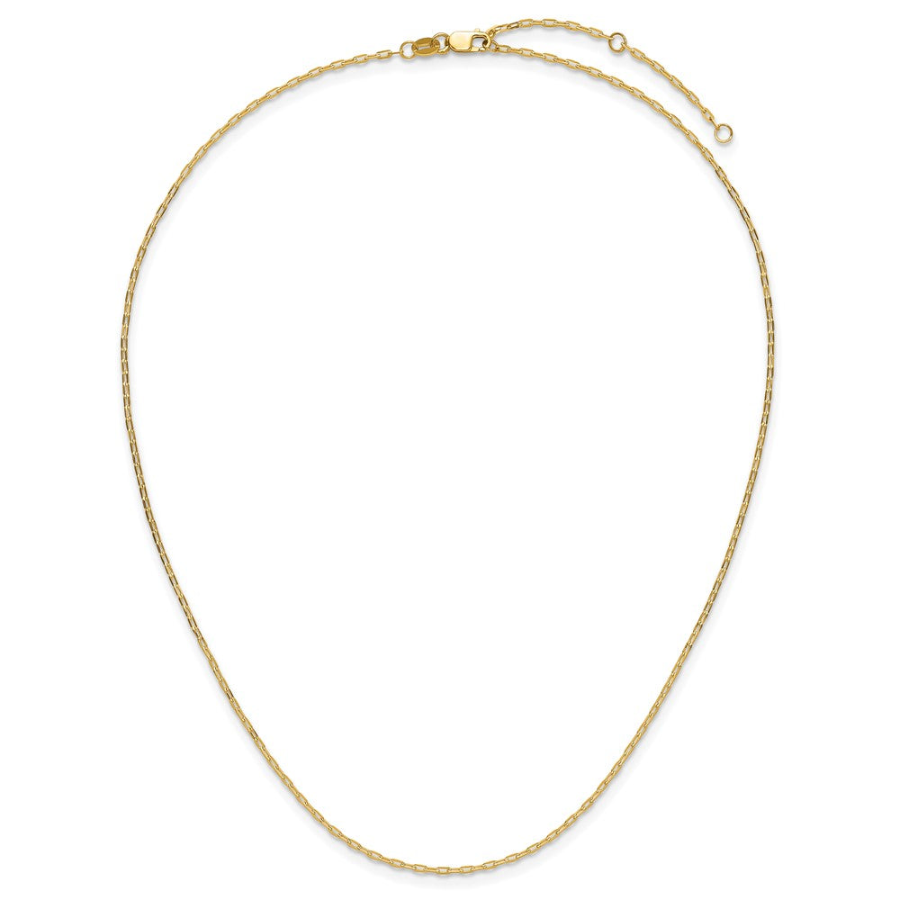 18 Inch 14K Yellow Gold 1.3mm Flat Cable 1In+1In Adjustable Chain Necklace