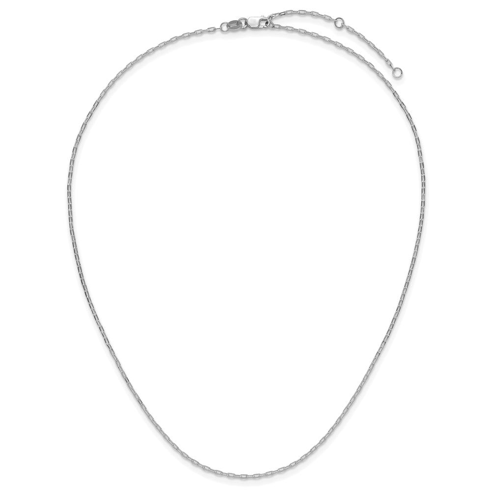 18 Inch 14K White Gold 1.3mm Flat Cable 1In+1In Adjustable Chain Necklace