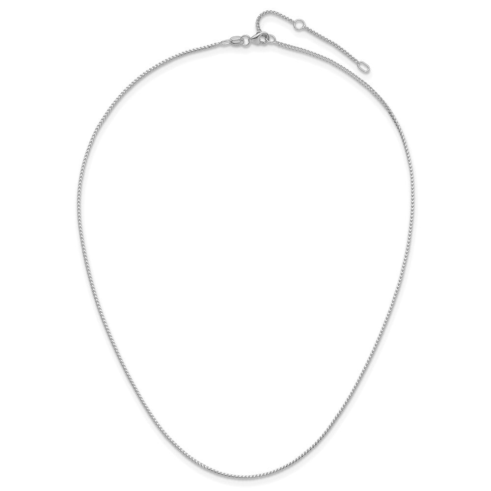18 Inch 14K White Gold 2.0mm Flat Cable 1In+1In Adjustable Chain Necklace