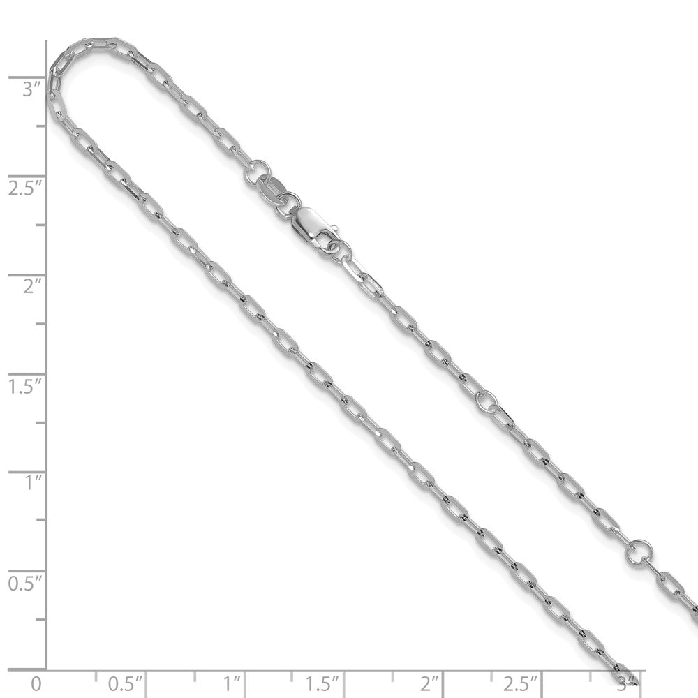 18 Inch 14K White Gold 2.0mm Flat Cable 1In+1In Adjustable Chain Necklace