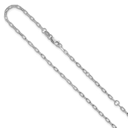 18 Inch 14K White Gold 2.0mm Flat Cable 1In+1In Adjustable Chain Necklace