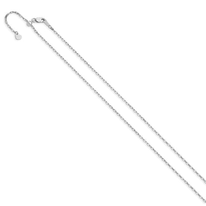 22 Inch 14K White Gold Adjustable 1.3mm Flat Cable Chain Necklace