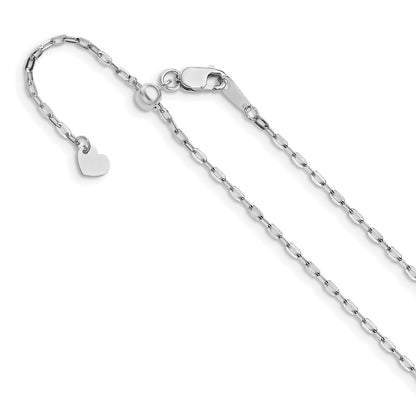 22 Inch 14K White Gold Adjustable 1.3mm Flat Cable Chain Necklace