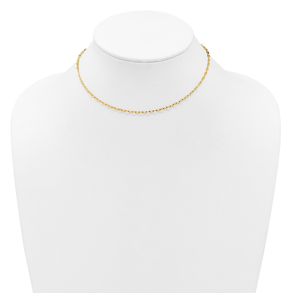 22 Inch 14K Yellow Gold Adjustable 2mm Flat Cable Chain Necklace