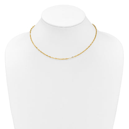 22 Inch 14K Yellow Gold Adjustable 2mm Flat Cable Chain Necklace