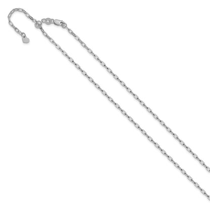 22 Inch 14K White Gold Adjustable 2mm Flat Cable Chain Necklace