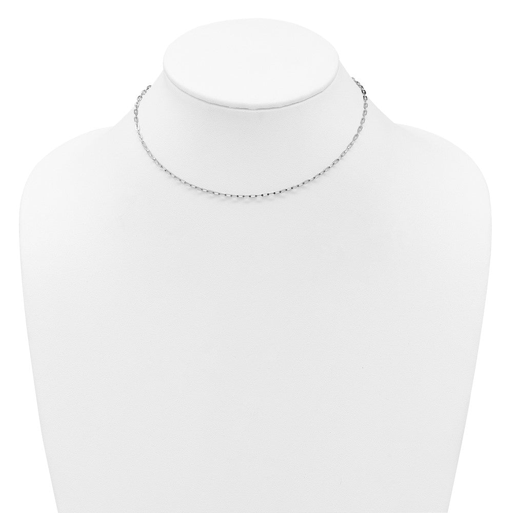 22 Inch 14K White Gold Adjustable 2mm Flat Cable Chain Necklace