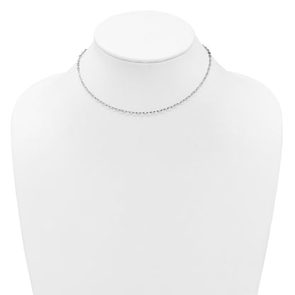 22 Inch 14K White Gold Adjustable 2mm Flat Cable Chain Necklace