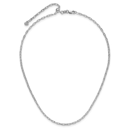 22 Inch 14K White Gold Adjustable 2mm Flat Cable Chain Necklace