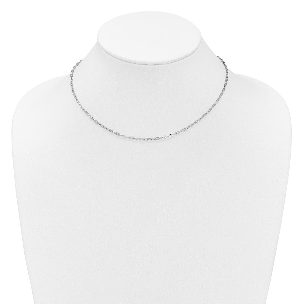 22 Inch 14K White Gold Adjustable 2mm Flat Cable Chain Necklace