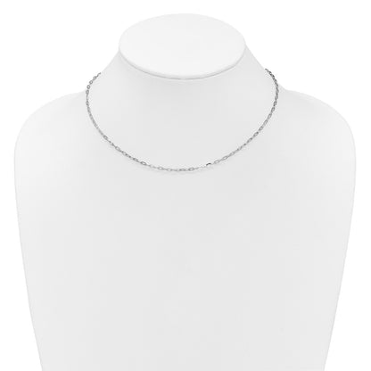 22 Inch 14K White Gold Adjustable 2mm Flat Cable Chain Necklace