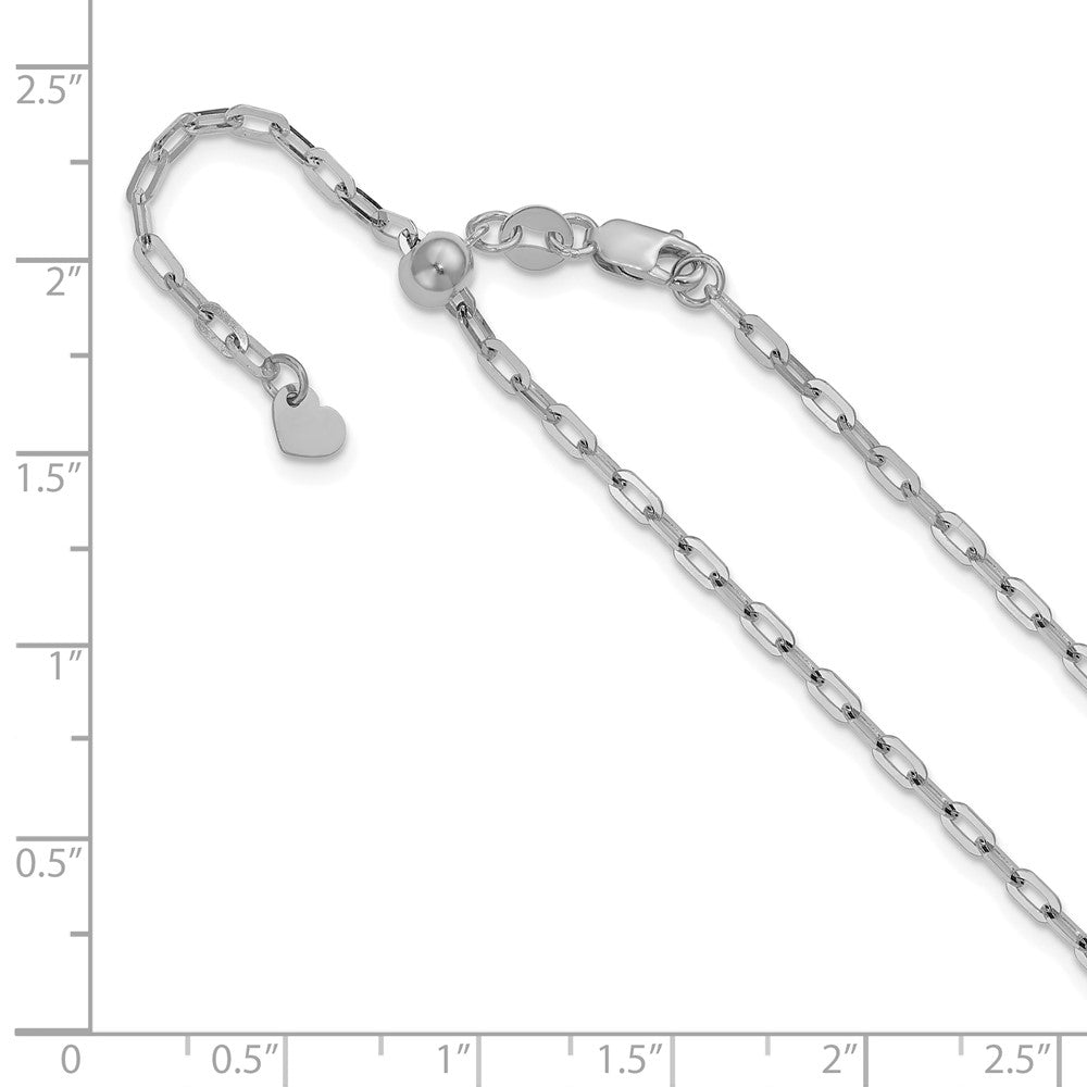 22 Inch 14K White Gold Adjustable 2mm Flat Cable Chain Necklace