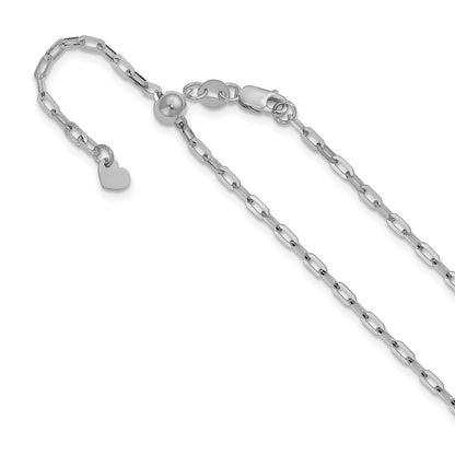 22 Inch 14K White Gold Adjustable 2mm Flat Cable Chain Necklace