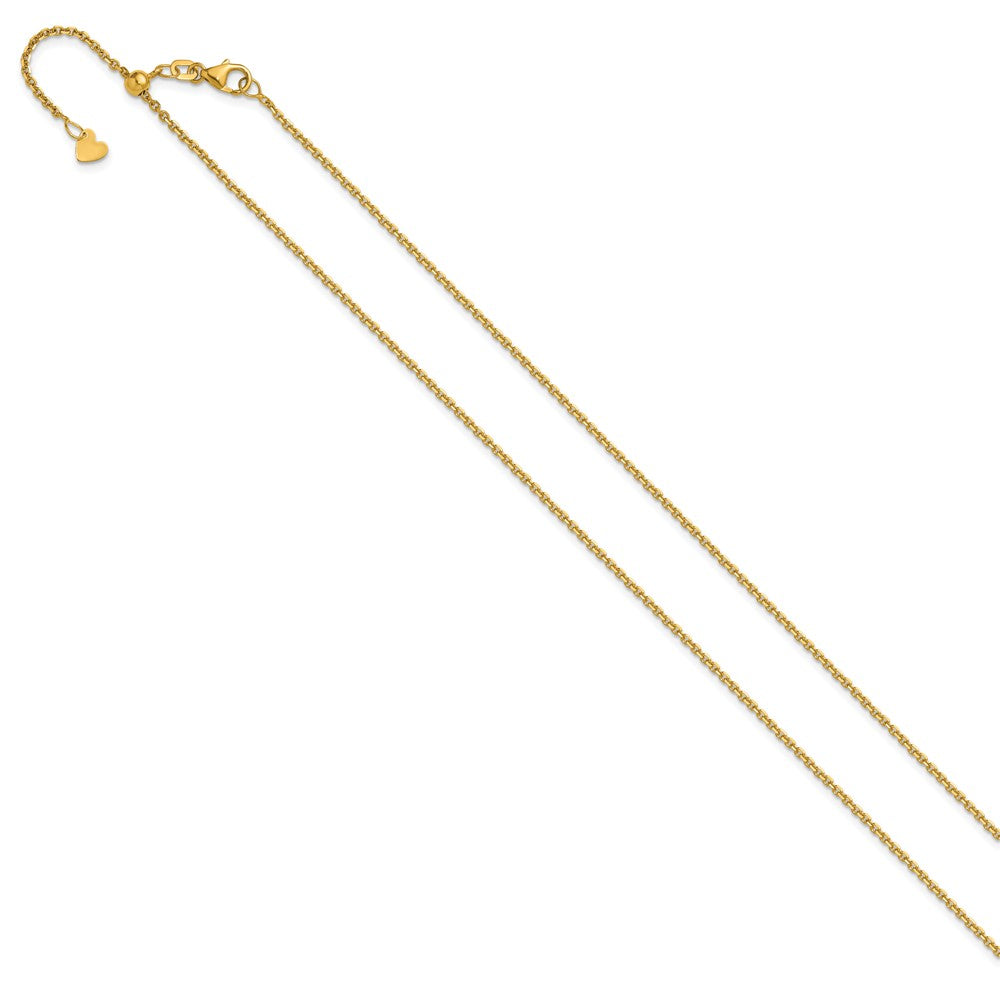 22 Inch 14K Yellow Gold Adjustable 1.4mm D/C Cable Chain Necklace