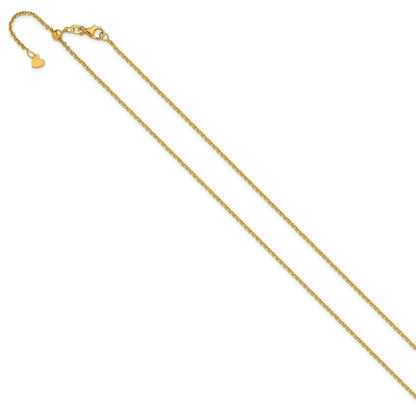 22 Inch 14K Yellow Gold Adjustable 1.4mm D/C Cable Chain Necklace