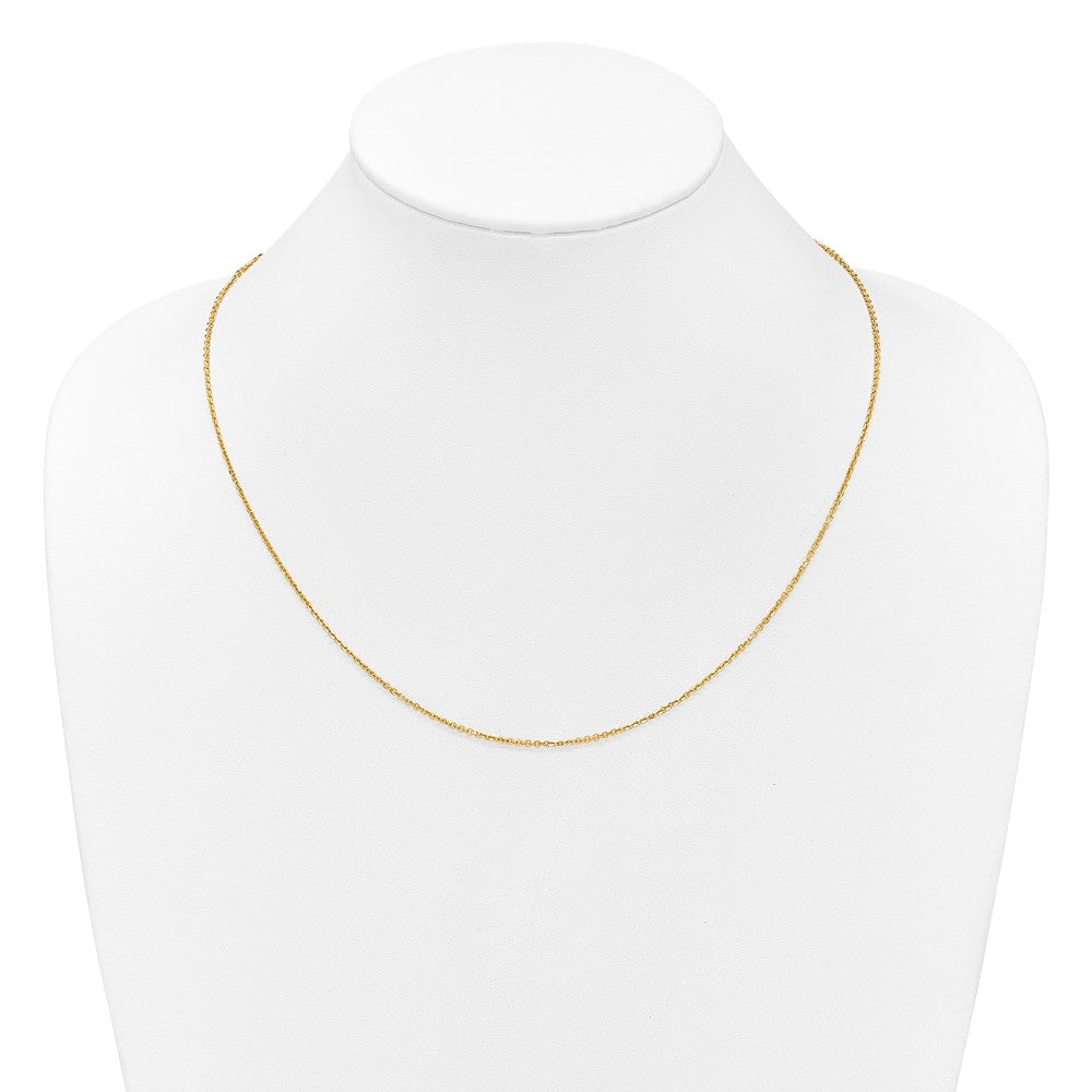 22 Inch 14K Yellow Gold Adjustable 1.4mm D/C Cable Chain Necklace