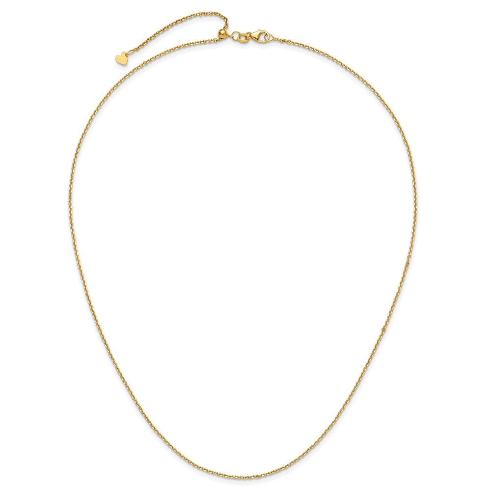 22 Inch 14K Yellow Gold Adjustable 1.4mm D/C Cable Chain Necklace