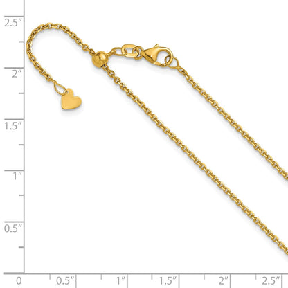 22 Inch 14K Yellow Gold Adjustable 1.4mm D/C Cable Chain Necklace