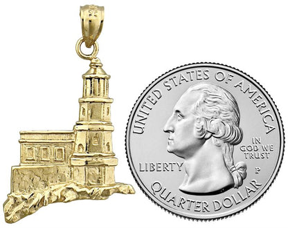 14K Gold Split Rock Minnesota Lighthouse Pendant