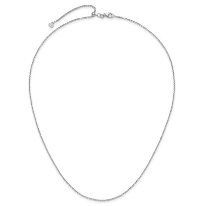 22 Inch 14K White Gold Adjustable 1.4mm D/C Cable Chain Necklace