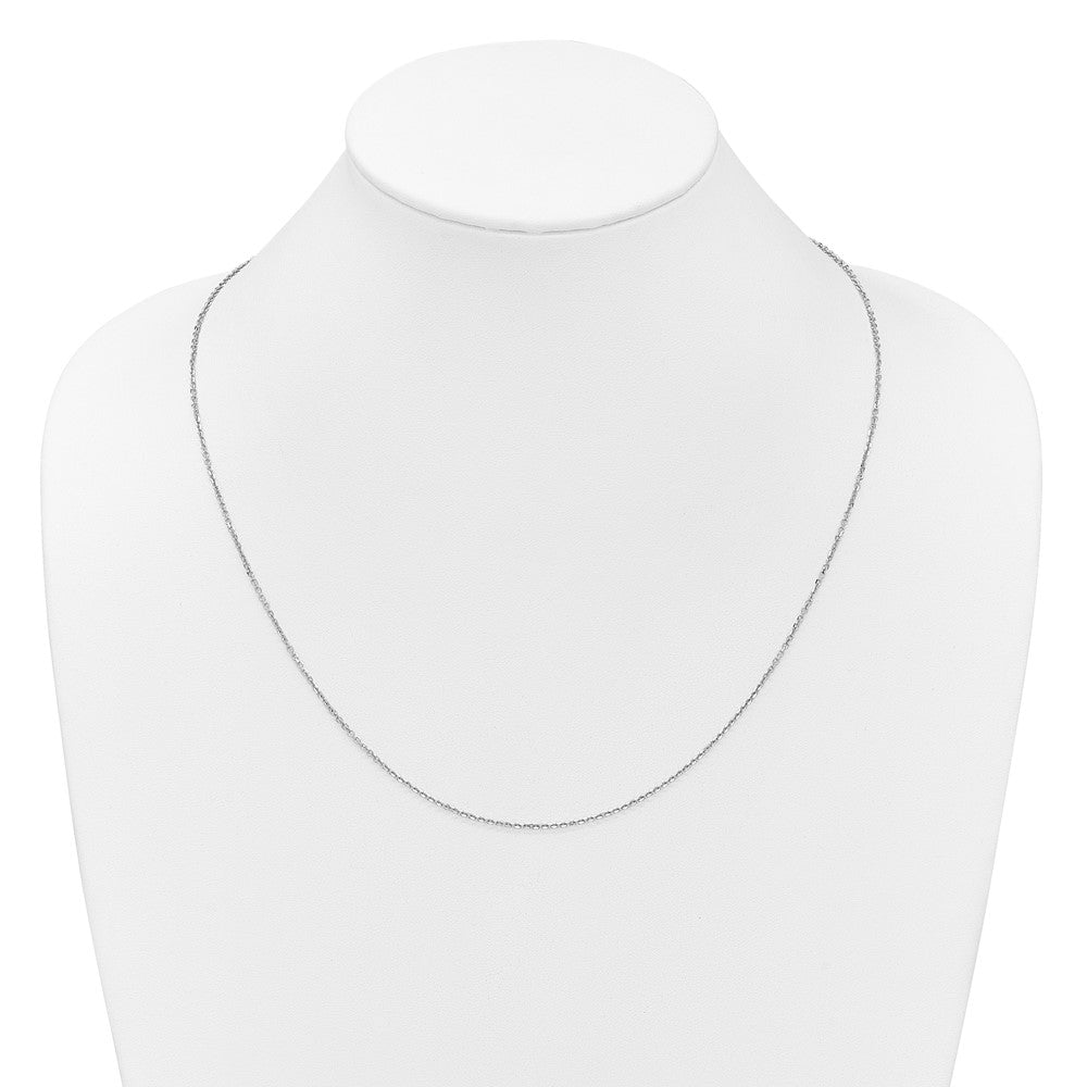 22 Inch 14K White Gold Adjustable 1.4mm D/C Cable Chain Necklace