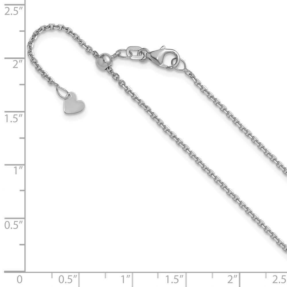 22 Inch 14K White Gold Adjustable 1.4mm D/C Cable Chain Necklace